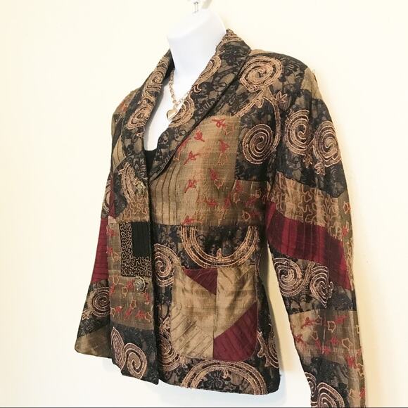 COLDWATER CREEK Mixed Media Textured Blazer, M - Picture 4 of 10